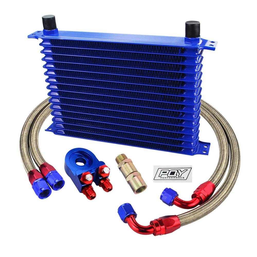 LIZHI - UNIVERSAL 15 ROWS OIL COOLER KIT + OIL FILTER SANDWICH ADAPTER