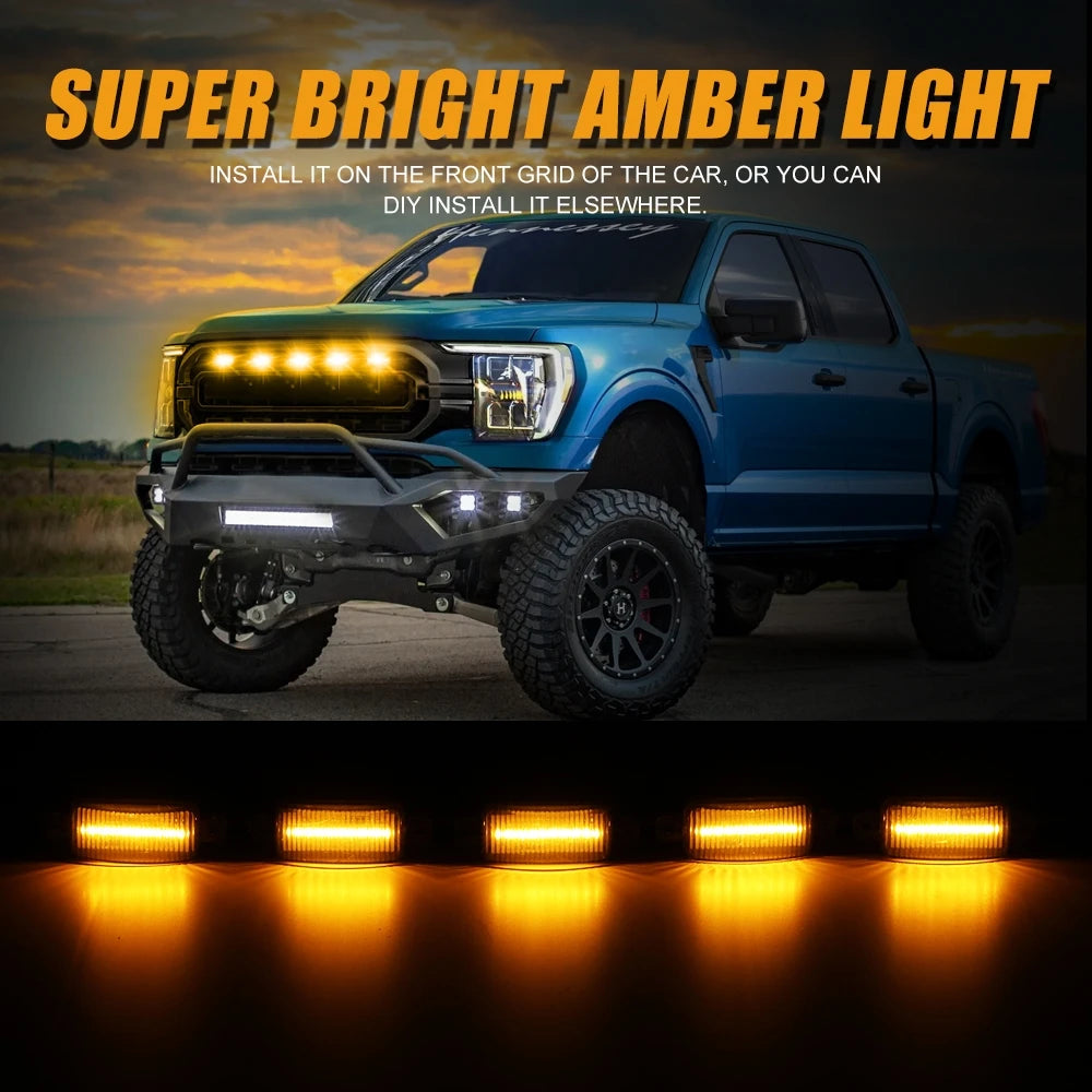 Universal Amber White Car LED Grille Light 12LED Grill Light Lighting