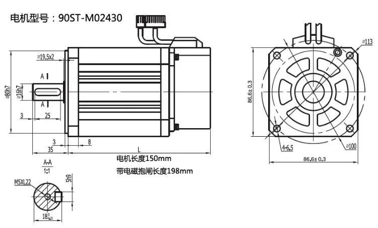 750W 3000rpm Driver AASD-15A  3 meter shilded cables Servo motor