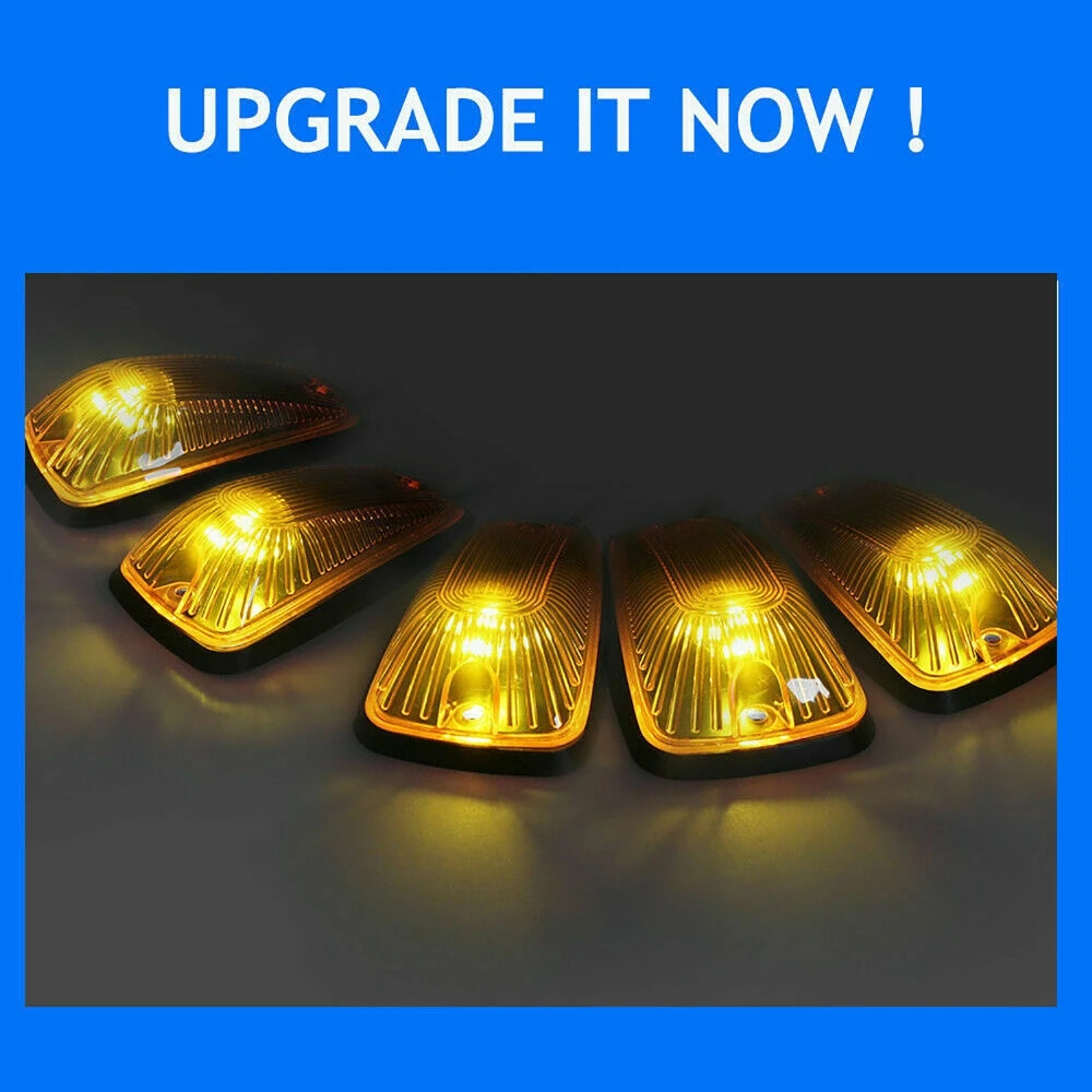 5Pcs Cab Marker Light with Harness Amber Truck Roof Daytime Running