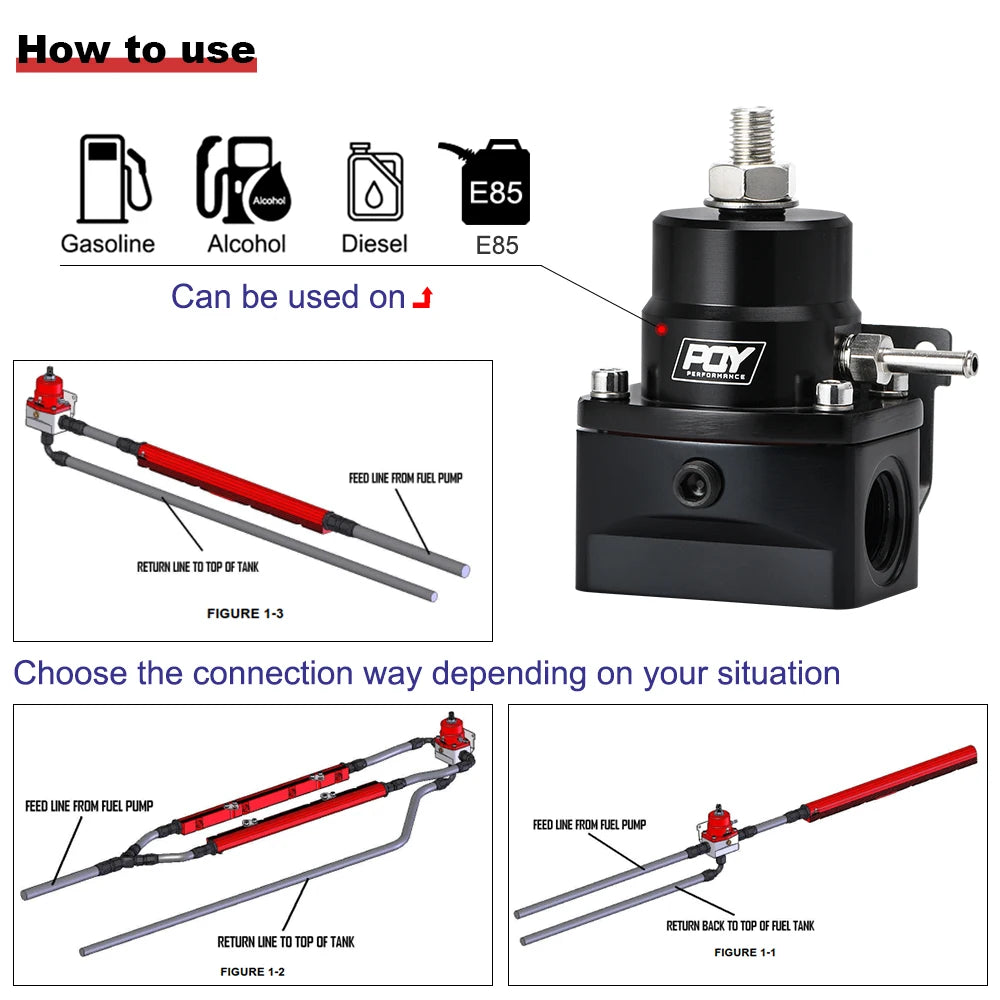 LIZHI RACING - AN8 high pressure fuel regulator w/ boost - 8AN 8/8/6