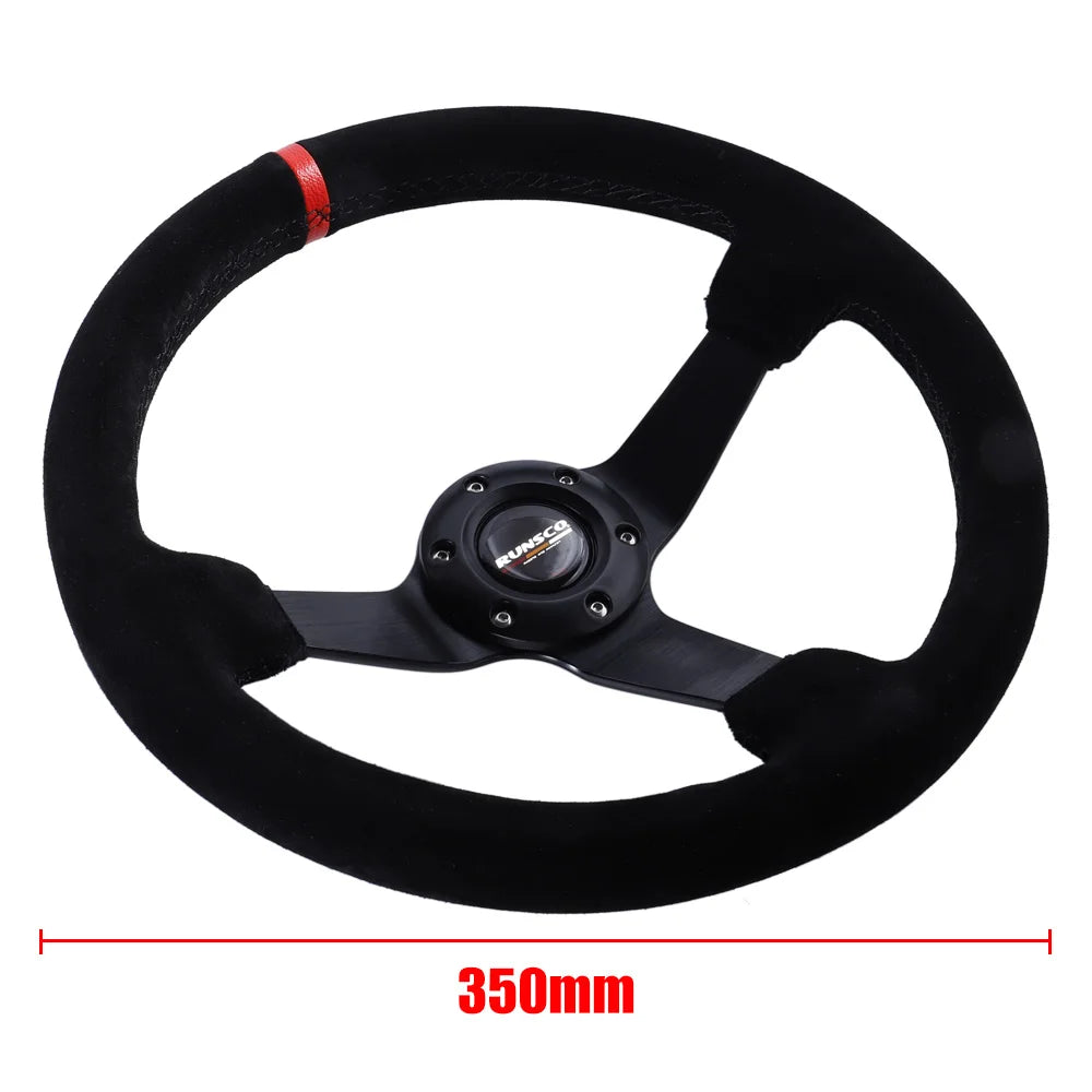 350mm/14Inch Sport Steering Wheel Suede Leather Drift Racing Game