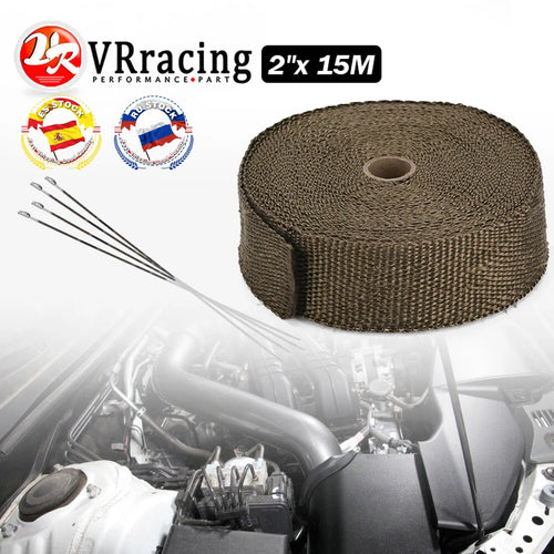 VR -2"X15meter TITANIUM TURBO MANIFOLD HEAT EXHAUST THERMAL WRAP TAPE