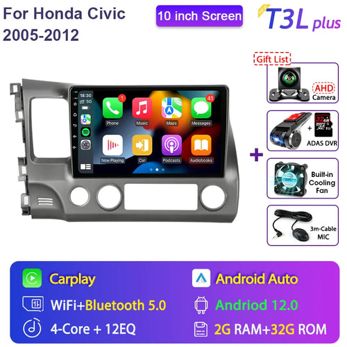 Srnubi Android 12.0 Car Radio For Honda Civic 2005-2012 Multimedia