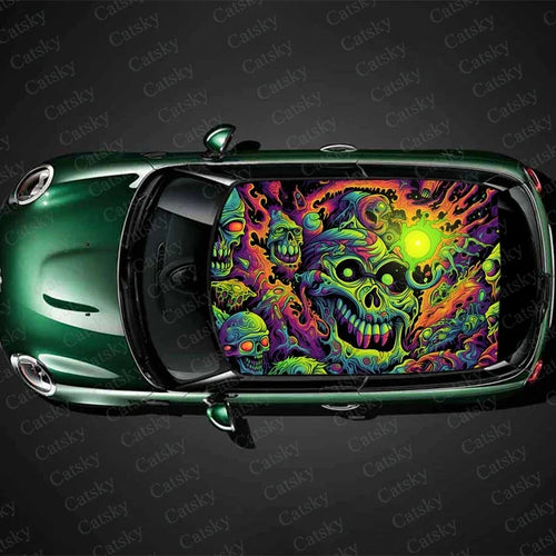 Abstract Psychedelic Monster Car Roof Sticker Wrap Racing SUV