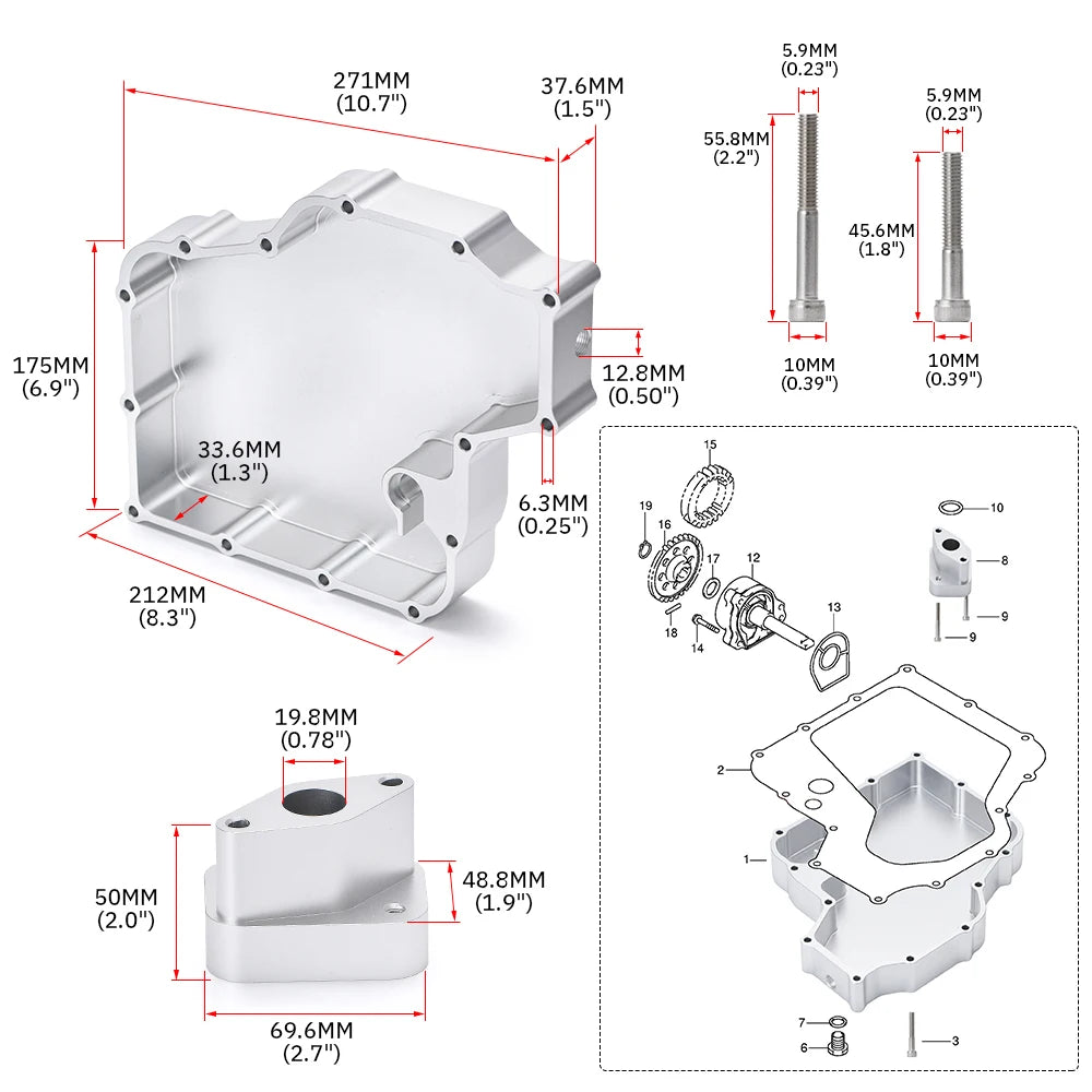 LIZHI- Low Profile Oil Pan w/ Oil Pick Up Aluminum Alloy Depth 1.5"