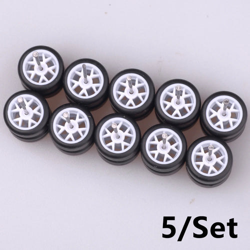 5Sets 1/64 Alloy Car Wheels With Rubber Tires Model Car Modified Parts