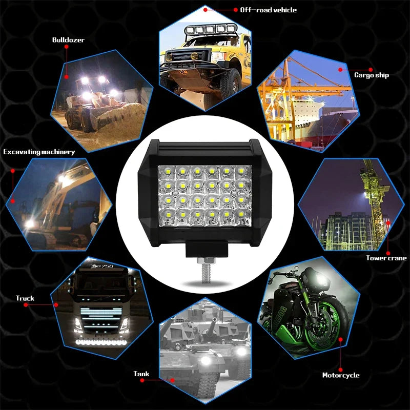 72W 4 Inch LED Work Light Light Bar For Spotlight Off-road Driving Car