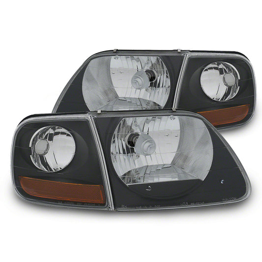 Raxiom G2 Euro Headlights With Parking Lights; Black Housing; Clear Lens