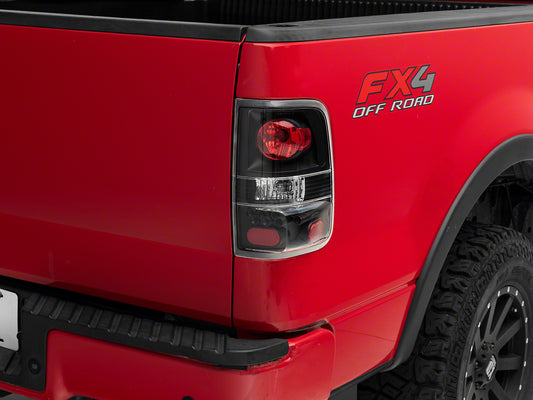 Raxiom Euro Style Tail Lights; Black Housing; Red/Clear Lens