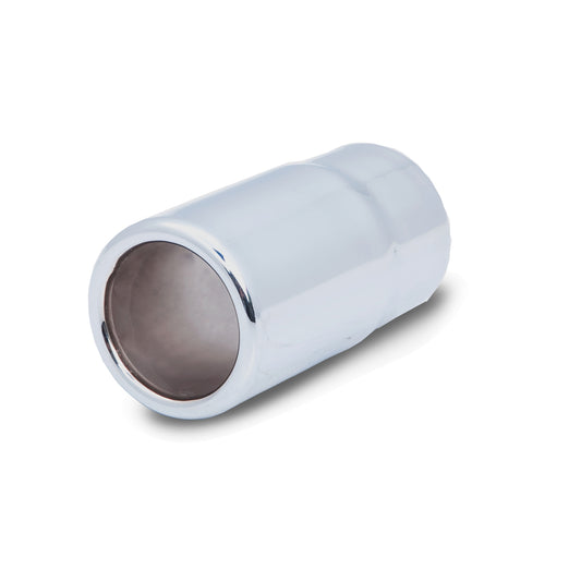 Tip 2.5" Round In Single Wall Tip 4.5" Long; Exhaust Tail Pipe Tip