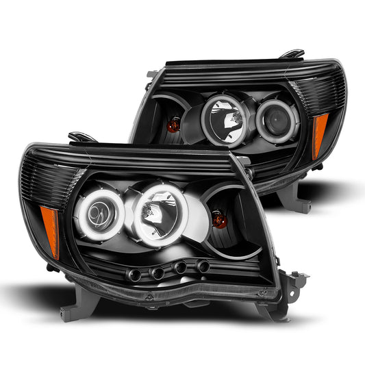 Raxiom Super White LED Halo Projector Headlights; Black Housing; Clear Lens