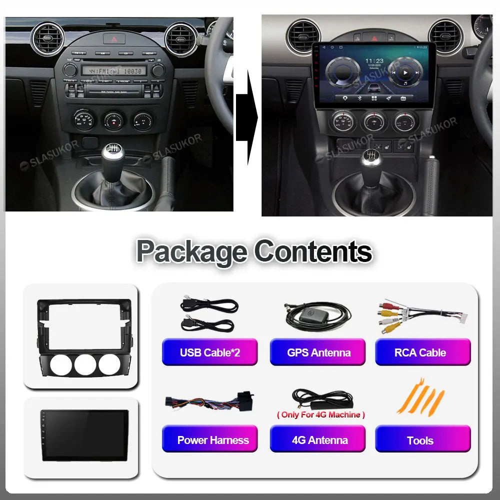 9 Inch Android 11 IPS Car Radio For Mazda MX-5 MX5 MX 5 Miata NC