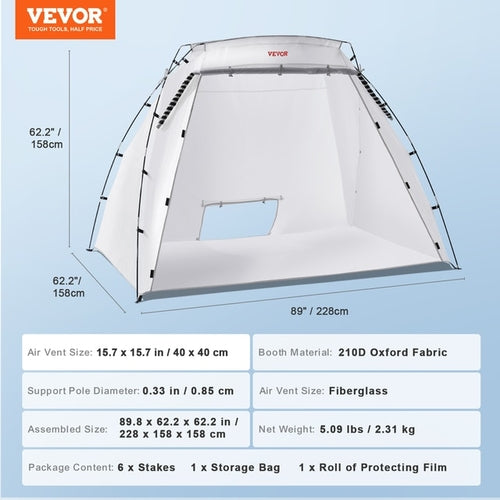 Vevor Portable Paint Booth Shelter 7.5x5.2x5.2/10x7x6ft Foldable Spray