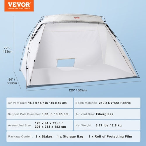 Vevor Portable Paint Booth Shelter 7.5x5.2x5.2/10x7x6ft Foldable Spray