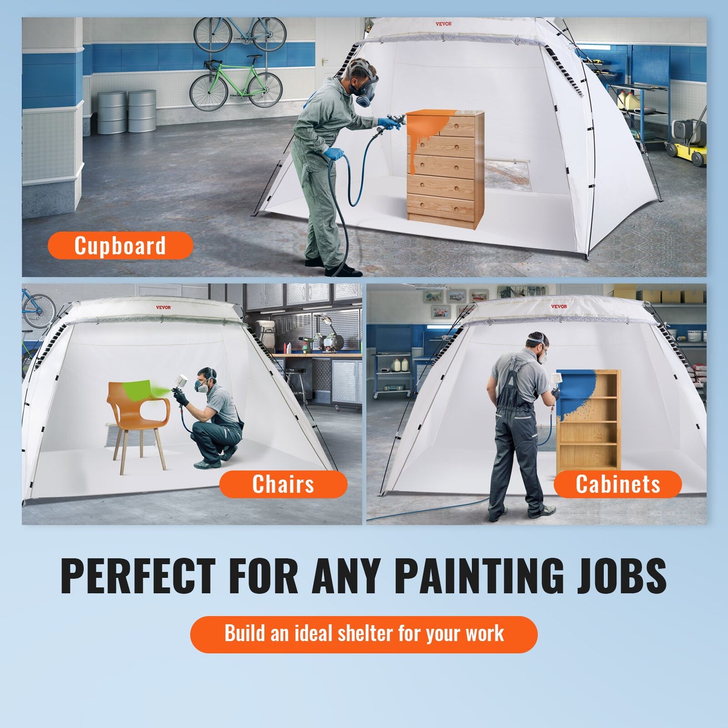 Vevor Portable Paint Booth Shelter 7.5x5.2x5.2/10x7x6ft Foldable Spray