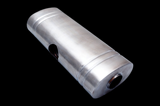 304 Stainless Steel Oval Muffler 8"x 5" X 24" East West Centre 3" Centre Inlet Dual 2.5" Outlet